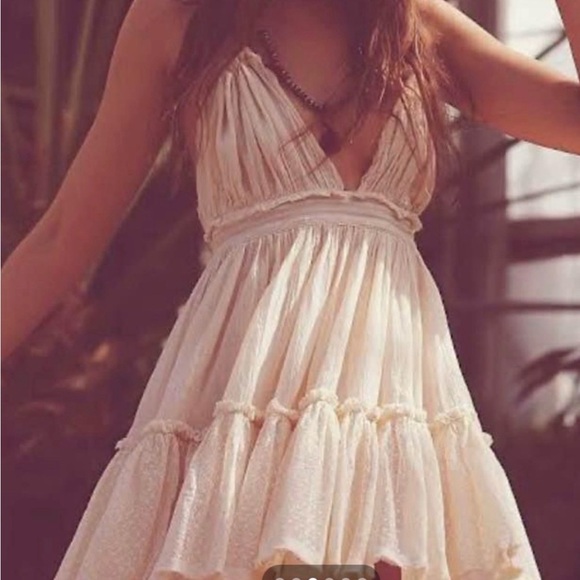 FREE PEOPLE 100-degree Halter Dress In Tahiti Breez Cream Ivory Size XS - Picture 5 of 12